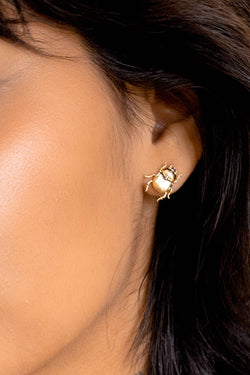 Fortune Beetle Studs - 18K Gold Plated