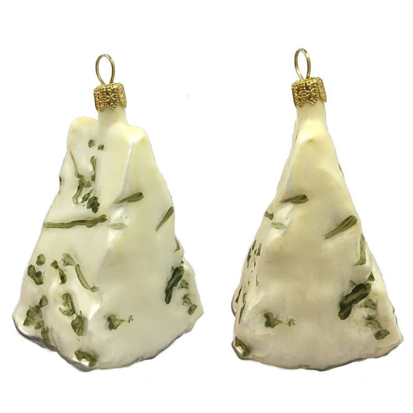 Gorgonzola Cheese Wedge Polish Glass Christmas Ornament