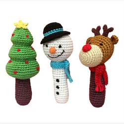 Holiday Stick Crocheted Rattles - Set of 3