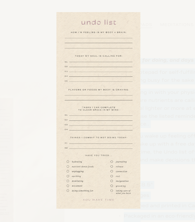 undo list